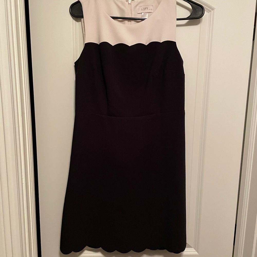 Ann Taylor LOFT dress, size 2 petite. Black with off-white detail on top.
